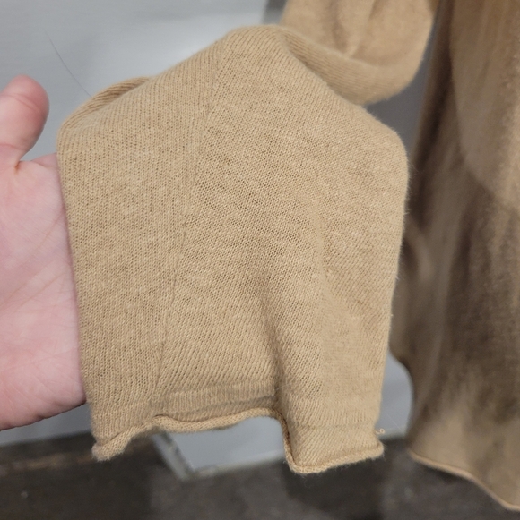 Peruvian Connection Size L Linen/cotton Blend Tan Ooen Front Cardigan - Picture 3 of 8